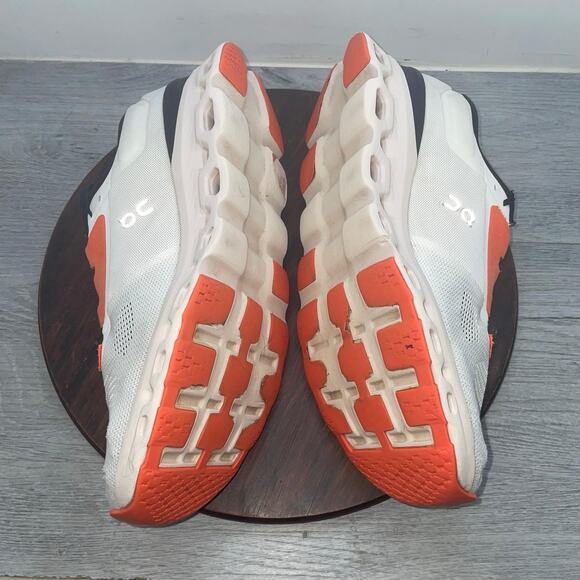On Cloudstratus 3 Mens Size 11.5 White Orange Athletic Running Shoes Sneakers